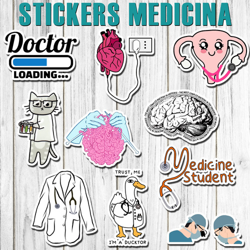 Stickers Medicina 25 Unidades Pvc Plastificados