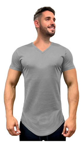 Camiseta Masculina Long Line Camisa Oversized Swag Elastano