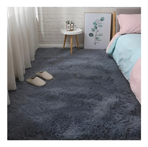 Bajadas De Cama Pasilleras Antideslizante Alfombras Peludas Gris Oscuro Peludo