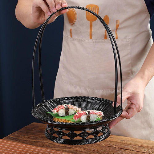 Plato Para Servir Sushi, Cuenco Negro 25,5 Cm X 35 Cm