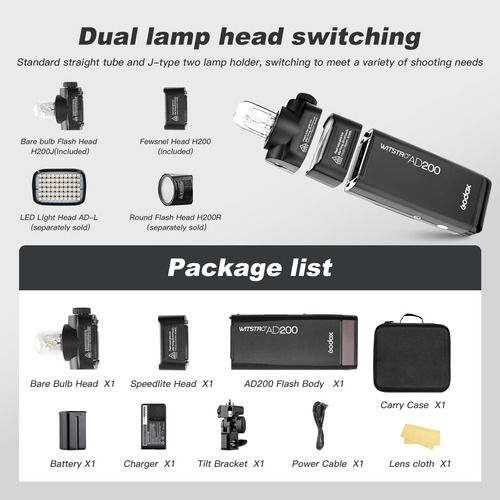 Luz Estroboscópica Flash Speedlite Godox Ad200, 200 W, Ttl,
