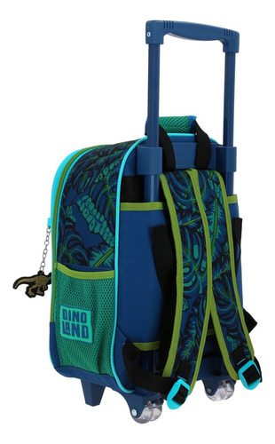 Mochila Dinosaurio Raptors Kinder Con Carro Co70579-9 Color Azul Marino