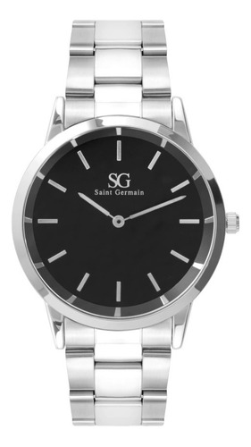 Relogio Masculino Saint Germain Belmont Black Silver 40mm Cor da correia Prateado Cor do bisel Prateado Cor do fundo Preto