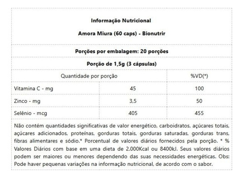 Amora Miura 500mg (60 Caps) Medinfarm - Sabor Padrão Natural