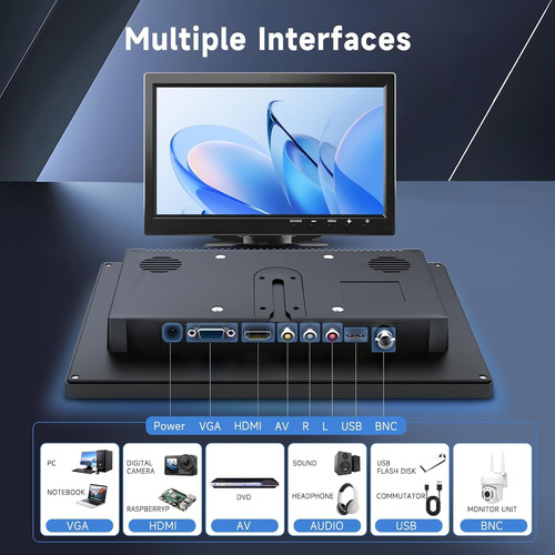 Monitor Lcd 10.1 Para Mini Tv, Reproductor De Video Y Cámar