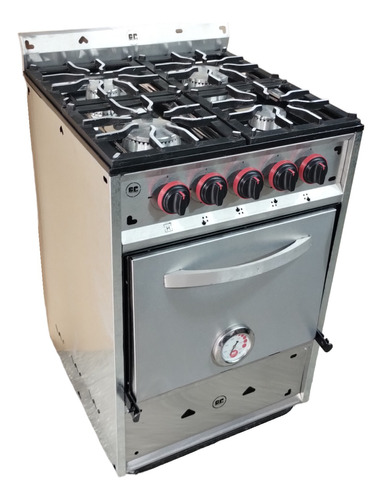 Cocina Industrial 4 Hornallas 55 Cm Con Horno Pizzero Eco