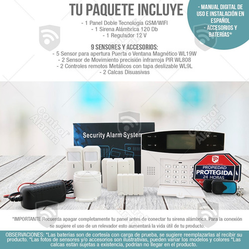 Imagen 2 de 10 de Wifi Kit 11 Alarma Inalambrica Gsm Cel Seguridad Plus Casa