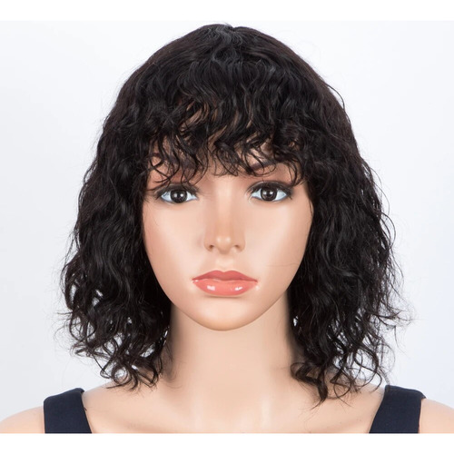 Peluca De Pelo Rizado Bob Bangs Para Mujer My Short Hair Wig