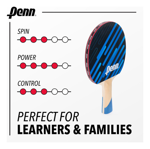Palas De Ping Pong Penn 3.0 Competición Kit 2 O 4 Jugadores Negro/rojo/azul Tipo De Mango