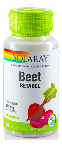 Betabel (beta Vulgaris) Beet 60 Cápsulas Veganas Solaray