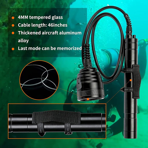 Linterna Odepro Wd70 200mts 3000lm Pesca Buceo Exteriores