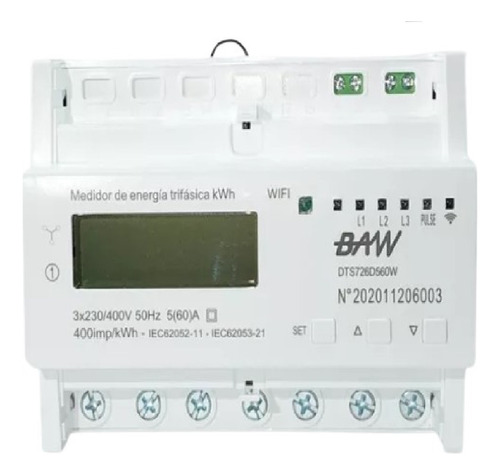 Baw Trifasico 3x5(60)a   Con Wifi Y App Wisen - Rs485  Dts72