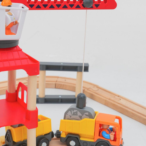 Juego De Vías De Tren De Madera Con Puente Para Niños Y