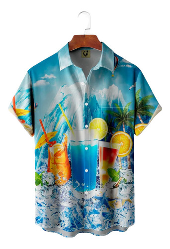Camisa Hawaiana Unisex For Fiesta De Cóctel, Camisa De Play