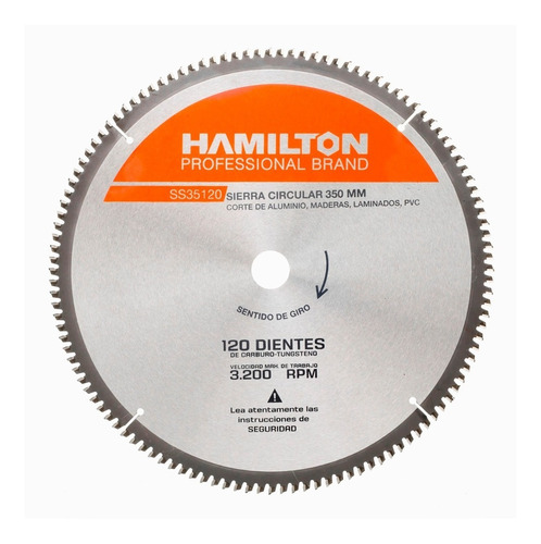 Disco Ingletadora Circular Aluminio 120 D 350mm 14puLG Hamilton