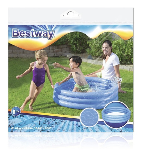 Imagen 2 de 6 de Pileta Inflable 3 Aros 102 X 25 Cm Bestway 51024 Educando