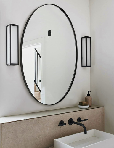 Espejo Pared Ovalado 22 X 30 1  Moderno Baño Color Negro