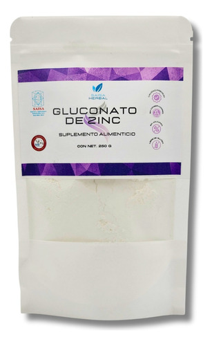 Gluconato De Zinc Bolsa Con 250 G. Sabor Natural
