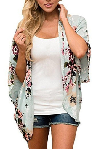 Las Mujeres Blusa Suelta Casual Verano Boho Capa Gasa Kimono