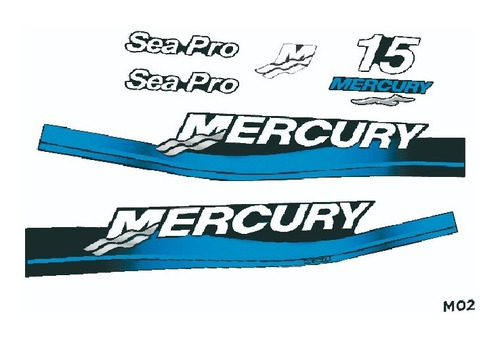 Calcos Outboards Mercury 15 Hp Sea Pro 99-07 Grafica M 02