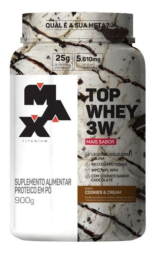 Top Whey 3w Mais Sabor Pote 900g - Max Titanium Sabor Cookies