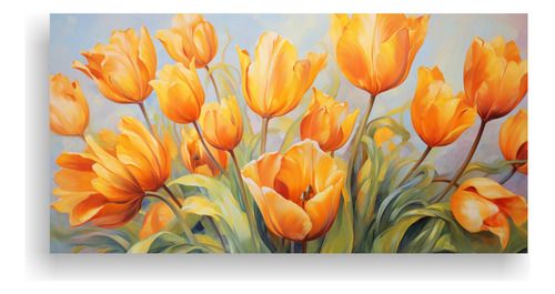 40x20cm Cuadro De Tulipanes Naranjas En Estilo Decorativo