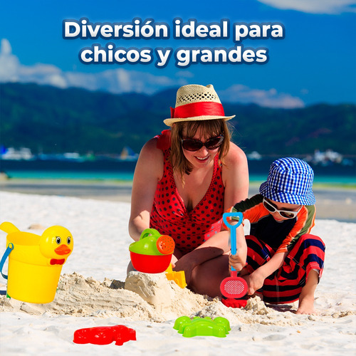 Kit Juguetes Playa Arena Cubeta Pato Pala Regadera Moldes