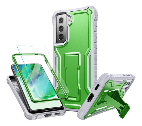 Funda Para Galaxy S21 Fe Fito + Protector Kickstand Green