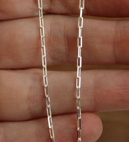 Corrente Cadeado Brilhante 2mm 60cm Prata 925 Caixa Veludo