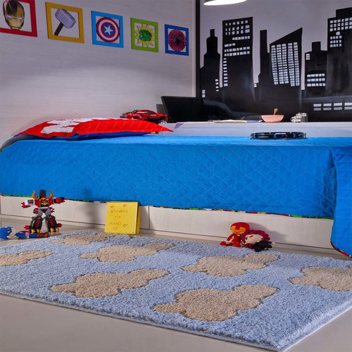 Tapete Para Quarto Infantil Relevo Jazz Kids 1,00 X 1,50 M Cor Nuvem Azul