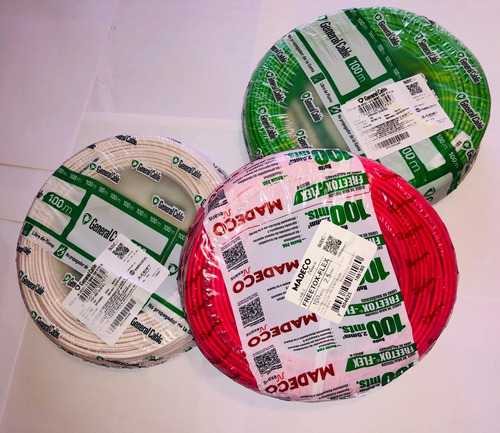 Pack Cables Eléctrico Eva 2.5mm Bco Rojo Y Verde Rollo 100mt