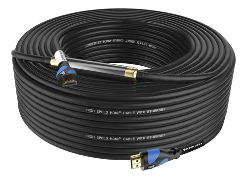 Cable Hdmi Postta (100 Pies Azul) Hdmi 2.0v Con Refuerzo Inc