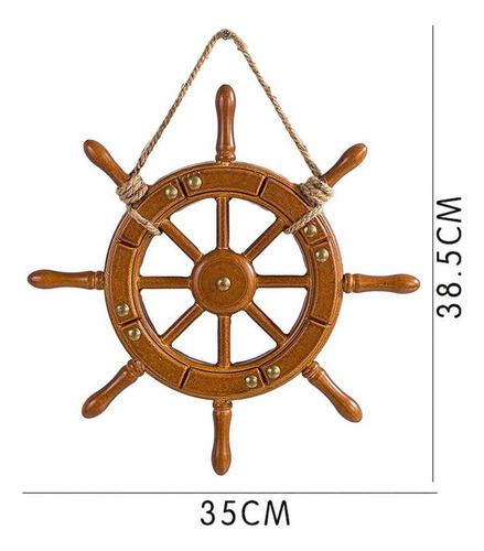 Timón De Barco De Madera Adorno De Pared 35cm