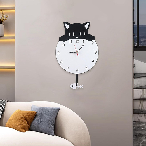 Mt Pêndulo De Gato Para Pendurar Na Parede, Relógio