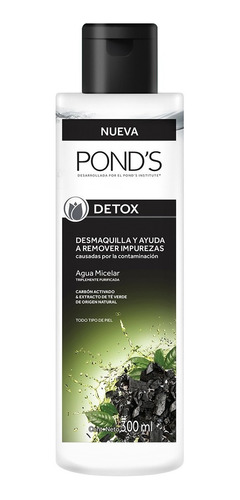 Agua Micelar Pond's Detox Con Carbón Activado - 300ml