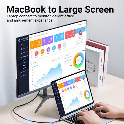 Cabo usb Vention CGZBG preto com entrada USB-C saída DisplayPort