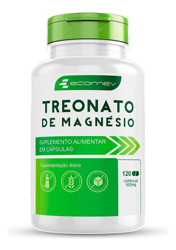 Magnesio L Treonato 100% Puro 500mg 120 Cápsulas Ecomev