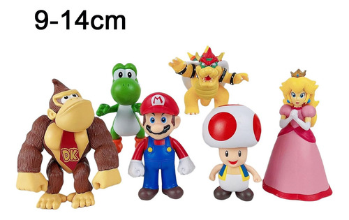 Figura Super Mario Bros, Mario, Yoshi, Peach, Bowser, Toad