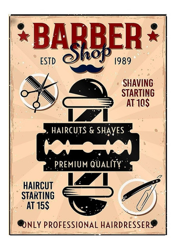 Cartel Chapa Barber Retro Barbería Peluquería Hombre 3 Givan