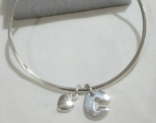 Pulsera Esclava Aniversario Letra Personalizada Plata 925