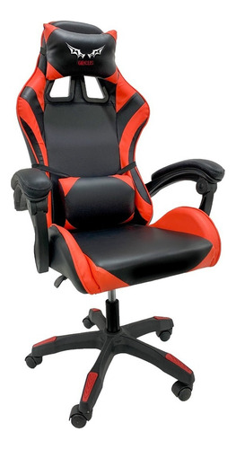 Silla de escritorio TodaTuCasa Orcus GC001 gamer ergonómica  negra y roja con tapizado de cuero sintético