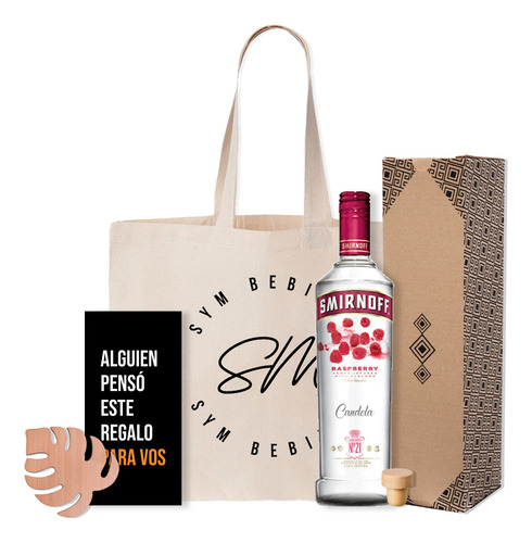 Combo Kit Smirnoff Vodka Raspberry 750ml Grabado