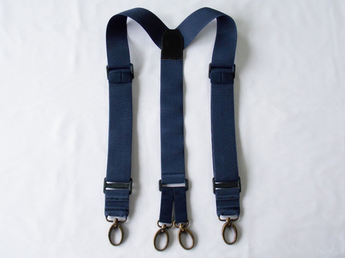 Tirador Pantalón Suspenders Mosqueton Azul Mar Bronce 4cm