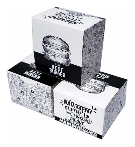Imagem 1 de 8 de 100 Caixa Box Embalagem Para Hambúrguer Artesanal Delivery