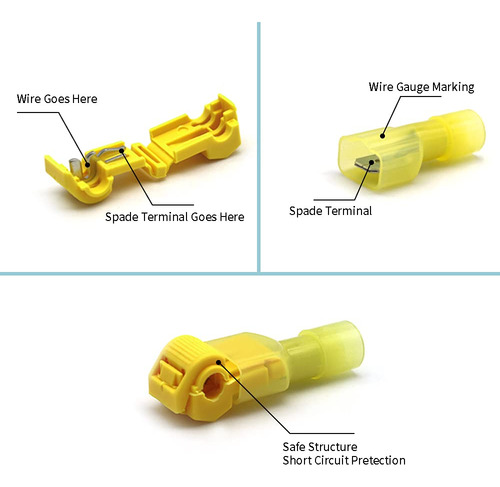 T-tap Wire Connectors, 120pcs 22-18awg Insulated Male Qui...