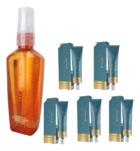 5 Progressiva Liso De Chuveiro 100ml + Óleo Relax Probelle