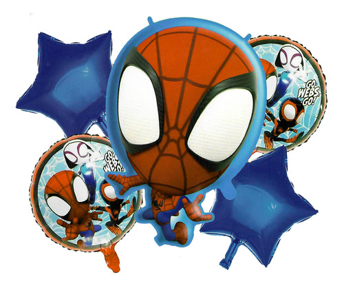 5 Globos Metalicos Spider Man Across Spiderverse Decoracion