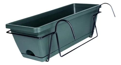Macetero Colgante Para Balcón Y Cerca, Soporte Verde Oscuro