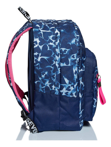 Mochila Extra Corazones Teñidos Azul Para Escuela Y Ocio