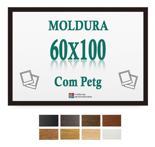 Moldura 100x60 Cm Para Quadro Arte Poster Painel Com Petg Cor Preto